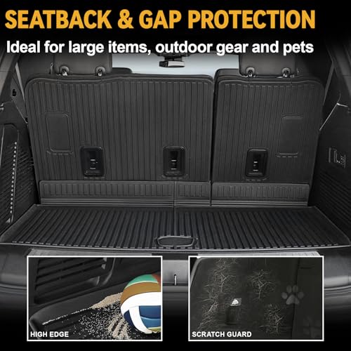 Cargo Mat for 2021-2026 Chevrolet Chevy Tahoe/GMC Yukon, Full Coverage All Weather Trunk Cargo Liner with 3rd Row Backrest Protectors for Tahoe Accessories (Not fit Yukon XL)