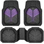 CAR PASS Heavy Duty Rubber Car Mats, Deep-Dish Car Floor Mats All Weather, Universal Two-Tone Trim-to-Fit for SUVs Trucks Sedans, Waterproof Anti-Slip, 3 Pieces V12 Black and Metallic Purple - color: Black and Purple