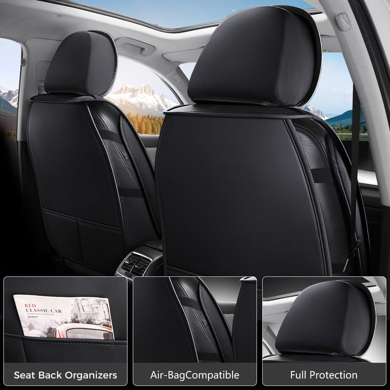 Car Seat Covers Full Set Fit for Honda HRV 2016-2026, Premium Faux Leather Car Seat Protectors,Breathable Anti-Slip Full Wrapping Edge Seat Covers(Black,Full Set)