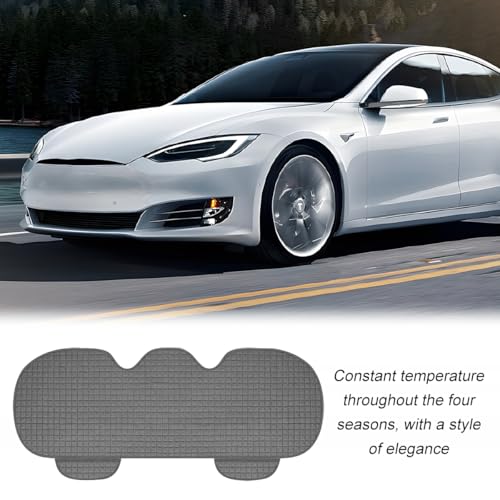 Car Back Seat Cover, Breathable Waterproof Vehicle Rear Bench Protector with Storage Pocket, Comfortable Automotive Back Seat Cushion Pad, Universal for SUV RV Truck (Gray)