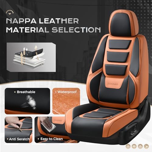 Coverado Car Seat Covers, Front Covers for Cars, Car Seat Cover Front Seats, Car Seat Protector Waterproof, Leather Car Seat Cushion, Universal Interior Covers Seat Protectors for Most Cars