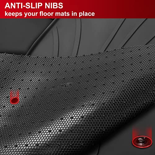 IKON MOTORSPORTS, Custom Fit Floor Mats Compatible with 2012-2016 Honda CR-V, Latex Rubber Heavy Duty All Weather Season Car Auto Front Rear Carpets Liner 3PC Black, 2013 2014 2015 - color: Latex Black