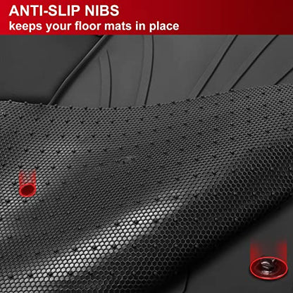 IKON MOTORSPORTS, Custom Fit Floor Mats Compatible with 2012-2016 Honda CR-V, Latex Rubber Heavy Duty All Weather Season Car Auto Front Rear Carpets Liner 3PC Black, 2013 2014 2015 - color: Latex Black