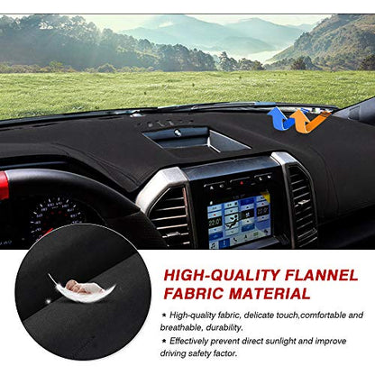 CARTIST Dashboard Cover Mat for 2015-2018 2019 2020 Ford F-150 F150 Accessories Dash Cover Flannel Dash Mat Sunshade Glare UV Rays Protector(Without HUD)