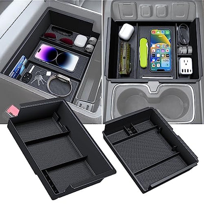 Sinvanho 2PCS Center Console Organizer Compatible with Chevy Silverado/GMC Sierra 2014-2018 1500/2500/3500HD Armrest Box Storage Tray, Truck Accessories, Full Console w/Bucket Seats Only