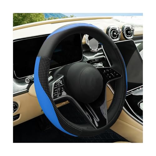 Car Steering Wheel Cover, 14.5-15" Leather Massage Grip Non-Slip Steering Wheel Protector, Comfortable Automotive Interior Decoration Accessories, Universal for Van Truck RV (Blue) - color: Blue