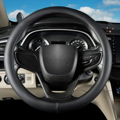 Car Steering Wheel Cover for Ford F-150 Lightning Super Duty Mustang Mach-E Explorer Escape Ranger Bronco Maverick, Universal Standard Size 14.5-15 inch Black Car Wheel Protector