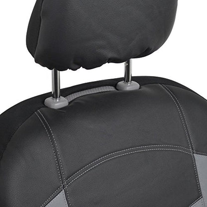 BDK Soft & Smooth Leatherette Sideless Front Car Seat Covers Fit for Car SUV Van (Black & Gray)- Easy Installation Cover - color: Black & Slate Gray