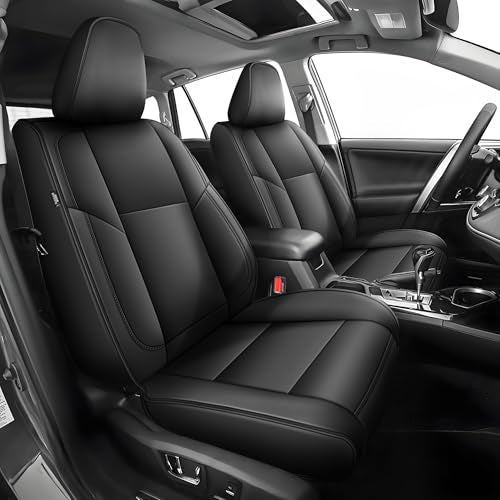 TTX LIGHTING Custom Fit Seat Covers for Toyota RAV4 2013-2018 Full Set 5 Seats Premium Waterproof Faux Leather Airbag Compatible Black - size: 12.RAV4 2013-2018(Gas only) 5 Seat Full Set
