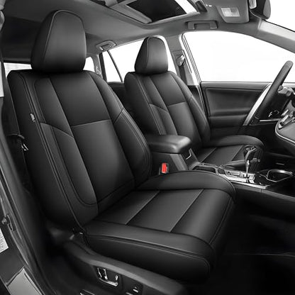 TTX LIGHTING Custom Fit Seat Covers for Toyota RAV4 2013-2018 Full Set 5 Seats Premium Waterproof Faux Leather Airbag Compatible Black - size: 12.RAV4 2013-2018(Gas only) 5 Seat Full Set