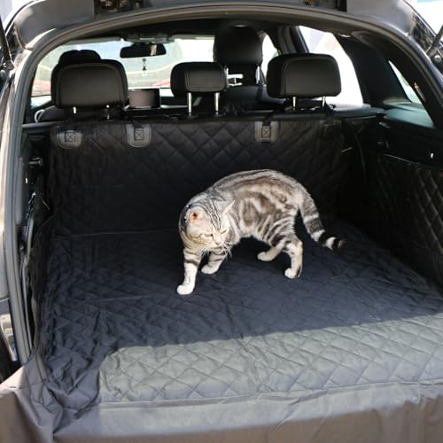 O SHI CAR Car Seat Cover for Dogs SUV Cargo Liner, Waterproof Pet Cargo Cover Dog Seat Mat for Sedans Vans with Bumper Flap Protector, Non-Slip, Large Size Universal Fit, Black