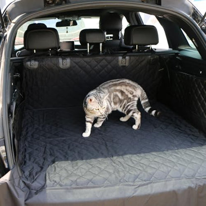O SHI CAR Car Seat Cover for Dogs SUV Cargo Liner, Waterproof Pet Cargo Cover Dog Seat Mat for Sedans Vans with Bumper Flap Protector, Non-Slip, Large Size Universal Fit, Black