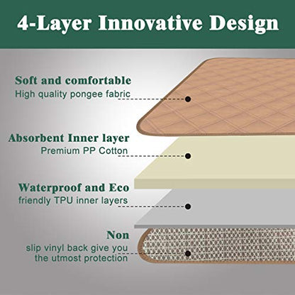Waterproof Washable Seat Protector Pads Reusable Incontinence Chair Pads Resuable Pee Pads for Senior Adults Kids Stay Well in Place 22"X21" Beige 2Pcs - color: Beige