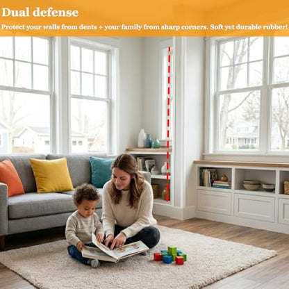Wall Corner Protector Self-Adhesive Flexible – Durable Rubber, Furniture Edge Guard, Easy to Install, White, Prevents Wall Damage, Ideal for Home or Office Use