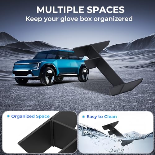 Glove Box Organizer for KIA EV9 2025 2024 (Not for 2026+), Interior Accessories Glove Box Compartment Insert Storage Dividers for 2024-2025 EV9, Black