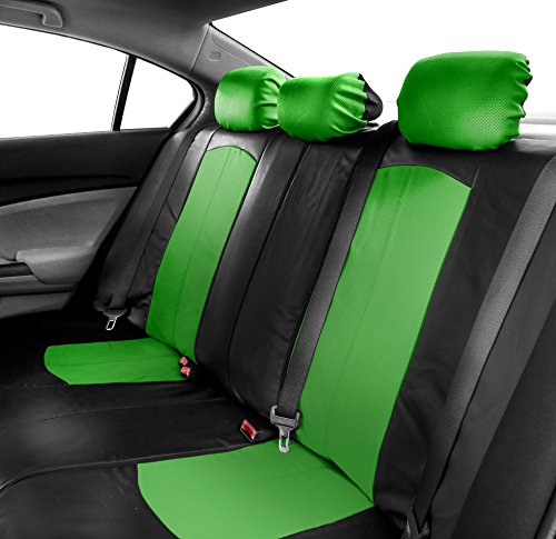 FH Group Highest Grade Faux Leather Split Bench Seat Cover, Rear Set – Universal Fit for Cars Trucks & SUVs (Green/Black) PU008013 - color: Green, size: Rear Set