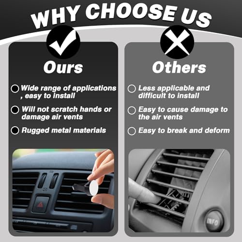 30Pcs Car Vent Clips, Car Air Freshener Vent Clip Air Conditioner Outlet Perfume Clips for Auto Car Interior Decorations Accessories, Metal Square Head + Round Slot Head