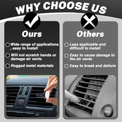 30Pcs Car Vent Clips, Car Air Freshener Vent Clip Air Conditioner Outlet Perfume Clips for Auto Car Interior Decorations Accessories, Metal Square Head + Round Slot Head