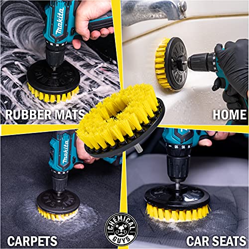 Chemical Guys ACC507 Medium Duty Spinner Multi-Surface Drill Brush Attachment (Fits Any Standard Drill - Power Scrubber Removes Stains & Cleans Floor Mats, Upholstery & Carpets), Yellow - style: Medium Duty