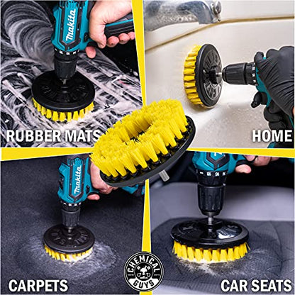 Chemical Guys ACC507 Medium Duty Spinner Multi-Surface Drill Brush Attachment (Fits Any Standard Drill - Power Scrubber Removes Stains & Cleans Floor Mats, Upholstery & Carpets), Yellow - style: Medium Duty