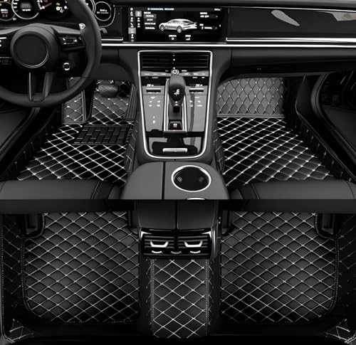 Custom Leather Car Mats, Vehicle-Specific Fit All-Weather Floor Mats, 100% Waterproof Anti-Slip Durable Protection for SUV Truck Sedan, Precision Tailored Protection (Black Beige) - color: black beige