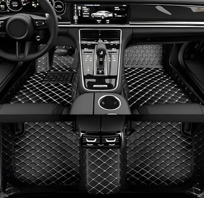 Custom Leather Car Mats, Vehicle-Specific Fit All-Weather Floor Mats, 100% Waterproof Anti-Slip Durable Protection for SUV Truck Sedan, Precision Tailored Protection (Black Beige) - color: black beige