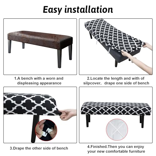 Stretch Bench Covers, Bench Seat Cover, Printed Seat Protector, Washable Slipcover, Rectangle Bench Cover for Dining Room, Living Room, Kitchen(Cell) - color: Cell