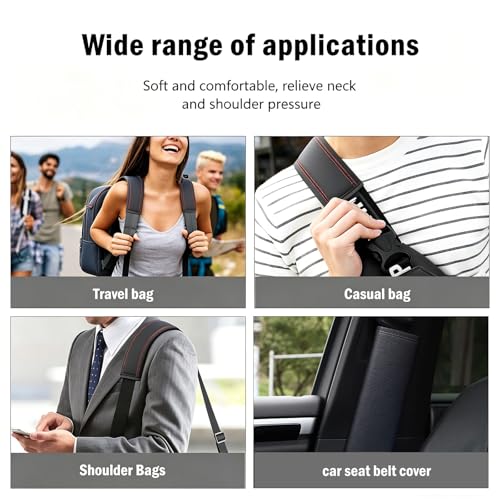 Black Breathable PU Leather Seat Belt Covers - 2Pcs, Perforated Seat Belt Pads, Universal Fit for Car Truck SUV - color: ck-black