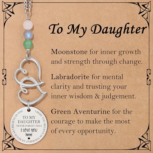 Gifts for Daughter, Christmas Daughter Gifts Rear View Mirror Accessories Car Decor Ornament Crystal Protection Gift for Women Birthday for Daughters - color: Silver-gifts for Daughter