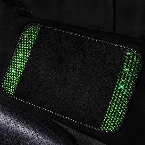 CAR PASS Shining Rhinestones Carpet, Bling Crystal Diamond Sparkly Glitter Car Floor Mats with Anti-Slip PVC Heel Pad Automotive Universal for SUV,Sedan,Car,Van,4pcs for Girl Women Green Diamond - color: Green Diamond
