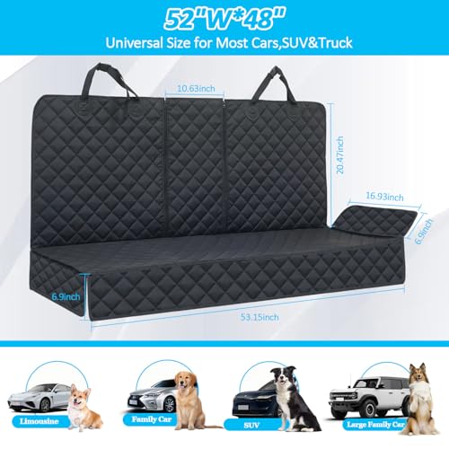 Dog Car Seat Cover for Back Seat Pet Cover for Dogs Waterproof Car Seat Protector Bench Seat Cover, Scratchproof Nonslip Durable Car Seat Covers for SUV,Truck &Cars(Standard Size:52W*48L)