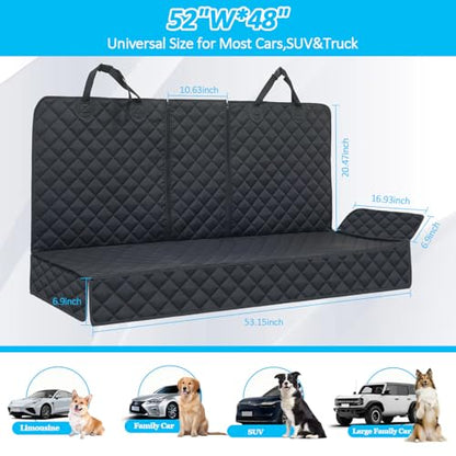 Dog Car Seat Cover for Back Seat Pet Cover for Dogs Waterproof Car Seat Protector Bench Seat Cover, Scratchproof Nonslip Durable Car Seat Covers for SUV,Truck &Cars(Standard Size:52W*48L)