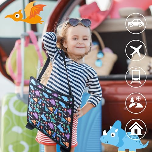 COOLBEBE Kids Travel Tray for Toddler Car Seat, Travel Tray for Airplane, Toddler Car Seat Lap Tray, Carseat Table Tray for Kids Travel Activities (Dinosaur) - color: Dinosaur