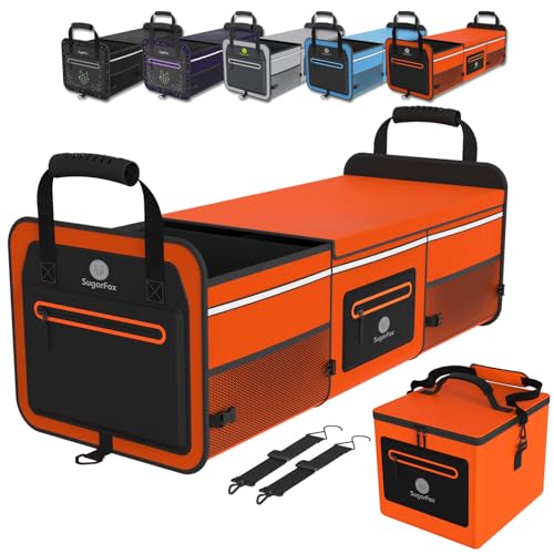 95L Car Trunk Organizer & Storage With 26L Ice Pack, Waterproof Foldable | Trunk Organizers for SUVs & Cars, Car Storage Organizer, Great Gift for Drivers (Orange-M004) - color: Orange With Ice Pack, size: X-Large