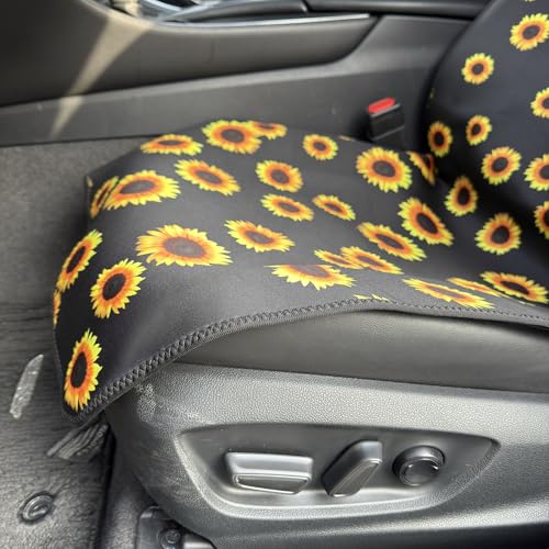 Universal Cloth Car Seat Covers Full Set with Buckle Fastening, Water-Resistant Fabric Auto Interior Protector – Fits Most Cars, SUVs, Trucks (Sunflower) - style: Sunflower