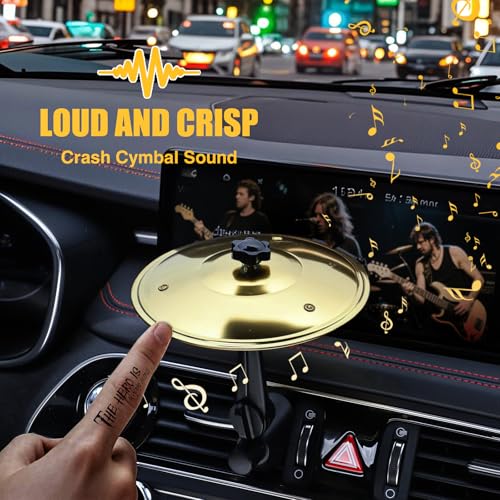 Funny Car Cymbal Air Vent, Mini Crash Drum Cymbal Car Accessory for Stress Relief & Passing Time, Clip-On Vent Gadget, Fits Most Cars SUVs Trucks, Unique Gift for Drivers & Music Lovers - Gold - color: A - Gold