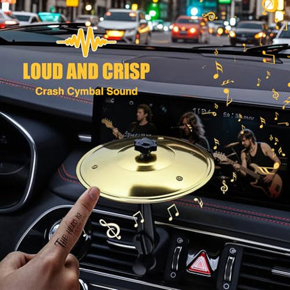 Funny Car Cymbal Air Vent, Mini Crash Drum Cymbal Car Accessory for Stress Relief & Passing Time, Clip-On Vent Gadget, Fits Most Cars SUVs Trucks, Unique Gift for Drivers & Music Lovers - Gold - color: A - Gold