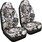Black White Flower Universal Front Seat Covers, Pack of Two Easy to Install Fit for Trucks Vans SUV Sedans Automotive Comfortable - color: Black White Flower