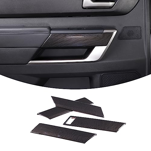 Aunginsy Car Inner Door Panel Strip Trim Cover Compatible with Toyota Tundra 2022+/Sequoia 2023+, Front Rear Door Handle Panel Decorative Cover Protector ABS Accessories(with Memory Seat Switch Hole) - color: Carbon Fiber Pattern(W/Hole)