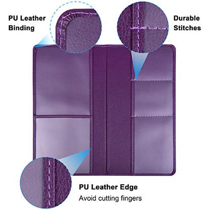Wisdompro Car Document Holder Organiser, PU Leather Vehicle Insurance and Registration Holders Wallet Case for ID Card, Driving Licence, Key Contact Information Cards - color: Purple