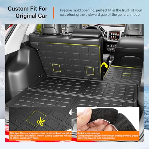 powoq Floor Mats Compatible with 2019-2023 Jeep Cherokee Cargo Mat Floor Liner Replacement for 2019-2023 Jeep Cherokee Accessories (Not for Grand Models) (Trunk Mat+Backrest Mat+Floor Mats) - size: Compatible with Jeep Cherokee | 2019-2023