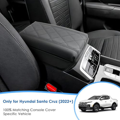 2022-2026 Santa Cruz Center Console Cover for Hyundai Santa Cruz (SE/SEL/Night/SEL Premium/SEL Activity/XRT/Limited), Cushion&Comfy Leather Armrest Cover 2025 Santa Cruz Accessories (Padded) - color: (for Santa Cruz) - Padded