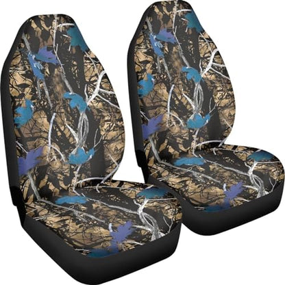 Blue Camo Hunting Seat Covers for Cars Front Seat, Two Pack Front Seat Covers Car Seat Protectors Universal fit SUV Truck Van Sedans Automotive Interior Covers - color: Blue Camo Hunting