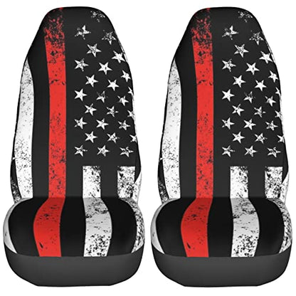 Dujiea USA Patriotic Firefighter Flag Car Front Seat Covers 2 Pcs Universal Auto Seat Covers Front Seats Only, Vehicle Bucket Seat Protectors Fit for Most Car SUV Sedan and Truck - color: USA Patriotic Firefighter Flag