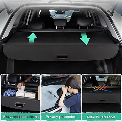 Powerty Retractable Cargo Cover for 2018-2024 VW Atlas(NOT for Cross Sport), Canvas Texture Trunk Cover Privacy Screen Rear Security Shade for Volkswagen Atlas Accessories(with Extented Cover) - size: 2018-2024 | VW Atlas