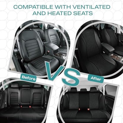 Skechers GOGA Mat Seat Covers,Universal Fit for Most Cars,Trucks,SUVs,Black | GOGA Mat Technology,Waterproof Car Seat Covers Front Seats,Airbag Compatible,Car Seat Covers - color: Black&Black, size: Two Front