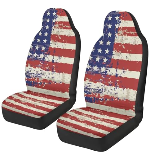 American Flag Car Seat Covers Set of 2 Patriotic Automobile Front Seat Covers Protection Interior Accessories Suitable for Most Cars,SUV,Sedan - color: American Flag