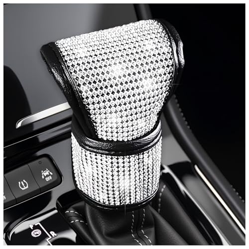 Bling Car Gear Shift Cover with Rhinestone,Stylish Crystal Gear Shift Knob Cover as Car Decorations,Universal Anti-Scratch Gears Shifter Covers Bling Cars Accessories for Women