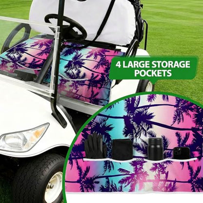 Golf Cart Seat Covers Golf Cart Seat Towel Blanket Group - color: Palm Tree 4 Pockets
