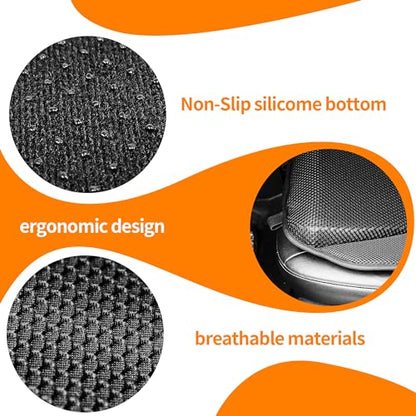 Car Seat Cushion - Memory Foam Car Seat Pad with Breathable Mesh, Relief Back Pain, Universal Fit, Easy to Install, Cushion Set for SUV/Truck Etc– Black
